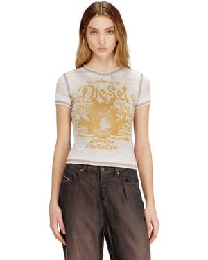 DIESEL Slim Jersey T-Shirt With Print And Studs - Multicolor