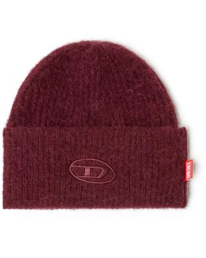 DIESEL Burgundy Beanie With Oval D Embroidery - Red