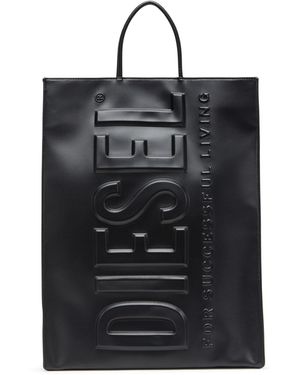 DIESEL Dsl 3D L-Große Tote-Tasche Aus Pu Mit Logo-Prägung - Schwarz
