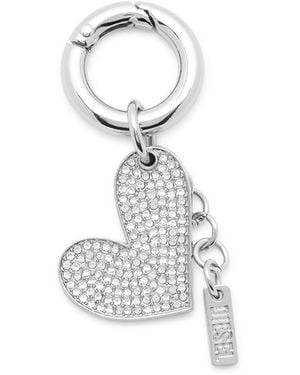 DIESEL Metal Heart Charm With Rhinestones - White