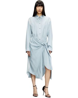 DIESEL Robe chemise drapée en sergé traité - Bleu