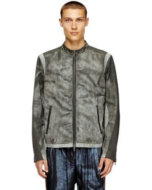 DIESEL Biker Jacket In Printed Canvas - Grey