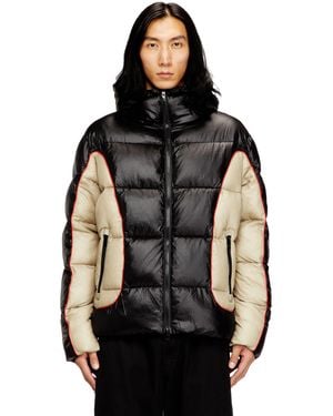 DIESEL Contrast Panel Puffer Jacket - Black