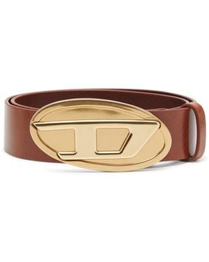 DIESEL 4 Cm Leather Belt With Oval D Plaque - Multicolour