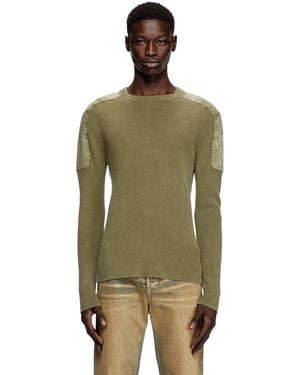 DIESEL Jumper With Contrast Shoulder Panels - Green