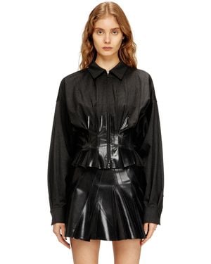 DIESEL Tailoring Shirt-Jacket With Coated Pleats - Black