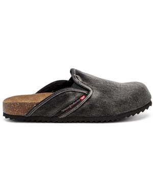 DIESEL D-Woodstock-Denim Mules - White