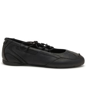 DIESEL D-Mile-Bailarinas Con Cordones De Cuero Y Malla - Negro