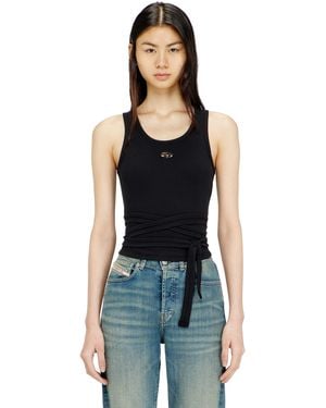 DIESEL Crop Top With Wrap-Around Laces - Blue