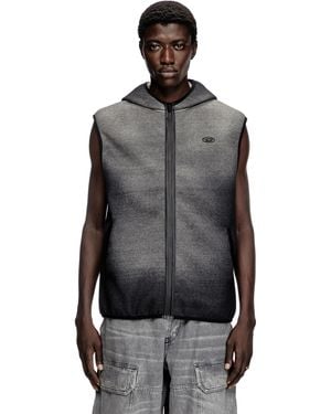 DIESEL Hooded Vest In Denim-effect Jacquard - Black