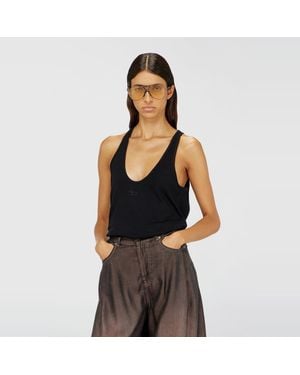 DIESEL Ribbed Tank Top With Oval D - Black