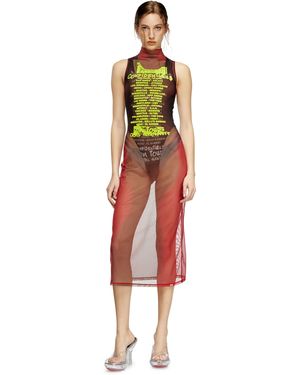 DIESEL Vestido Chaleco Con Estampado De Letras De Canciones A Capas - Rojo