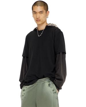 DIESEL Cotton-Interlock T-Shirt With Logo Embroidery - Black