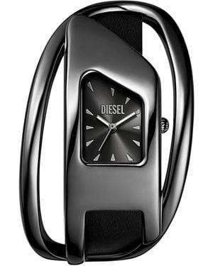 DIESEL Wrap-D Leather Watch - Black