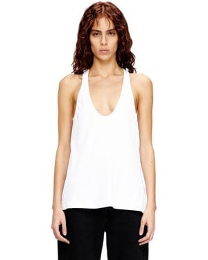DIESEL Ribbed Tank Top With Oval D - White