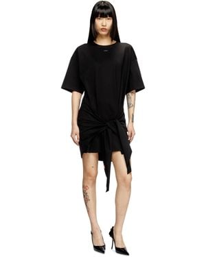 DIESEL T-Shirt Dress With Tie Front - Black