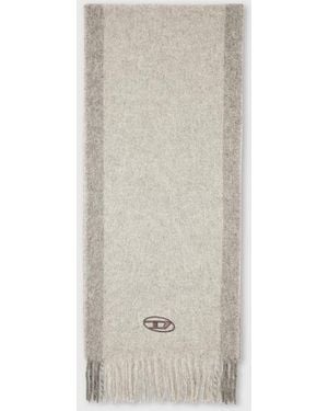 DIESEL Wool-Blend Scarf With Contrast Stripes - White