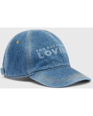 DIESEL Denim Baseball Cap With For Successful Loving Logo - Blue