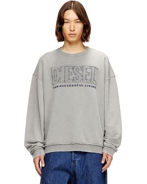 DIESEL Cotton Sweatshirt With Appliqué Logo - Grey