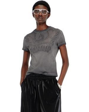 DIESEL Slim T-Shirt With Dévoré Phoenix - Black