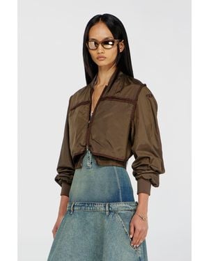 DIESEL Nylon Jacket With Tonal Taping - Brown