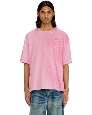 DIESEL Relaxed T-Shirt With Pigment Prints - Red