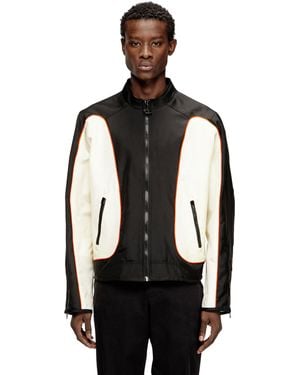 DIESEL Nylon Jacket With Color Block And Piping Details - Black