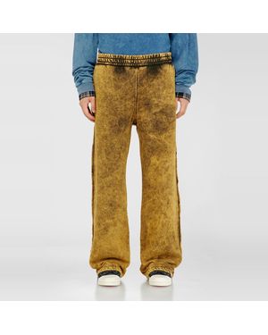DIESEL Pantaloni Acid Wash Con Denim A Taglio Vivo - Giallo