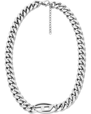 DIESEL Choker con logo oval D - Metallizzato
