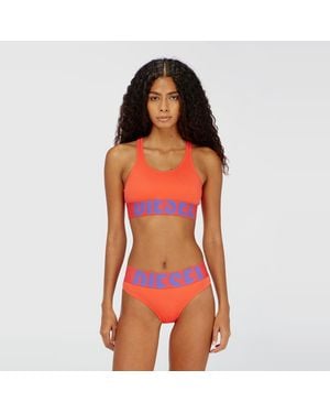 DIESEL Sports Bra With Cut-Off Logo - Orange