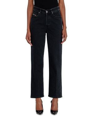 DIESEL Regular Jeans High Waist 1981 D-Went, /Dunkelgrau, Knopfverschluss - Schwarz