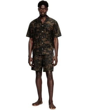 DIESEL Kurze Pyjamas Aus Karo-Baumwolle Mit Wolken-Print - Schwarz