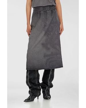 DIESEL Fleece Midi Skirt With Dévoré Print - Grey