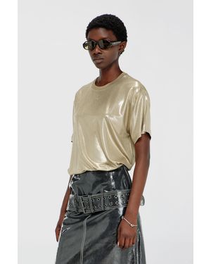 DIESEL Jersey T-Shirt With Metallic Finish - Natural