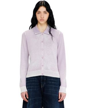DIESEL Cardigan With Faded Reverse Print - Purple
