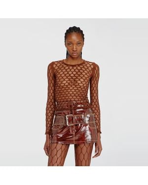 DIESEL Stretchy Mesh-Knit Top - Brown