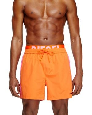 DIESEL Mid-Length Swim Shorts With Hybrid Waist - Orange