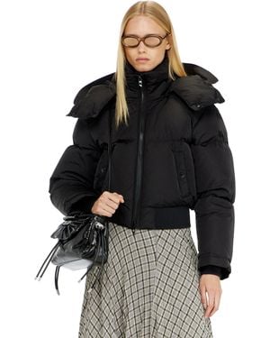 DIESEL Wrinkled-Nylon Down Puffer Jacket With Detachable Hood - Black