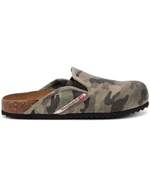 DIESEL D-Woodstock-Mules en toile avec imprimé camouflage - Vert