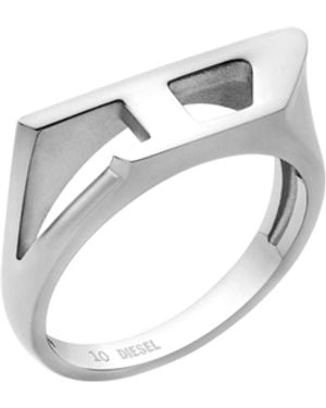 DIESEL Stainless Steel Signet Ring - White