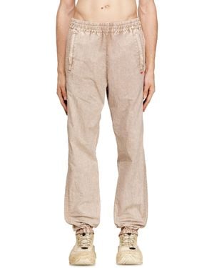 DIESEL Washed Nylon Trousers With Side Bands - Natural