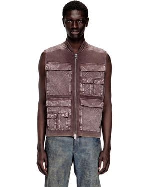 DIESEL Zip-Up Knitted Vest With Cargo Pockets - Purple