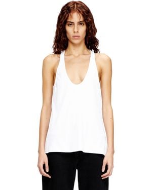 DIESEL Ribbed Tank Top With Oval D - White