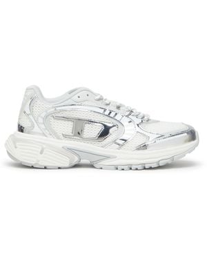 DIESEL S-Pro-V-Dense-Metallic Mesh Sneakers With Oval D Logo - White