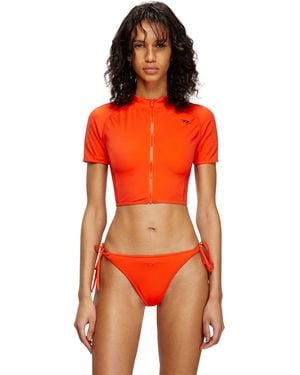 DIESEL Cropped Swim Shirt With Zip - Orange
