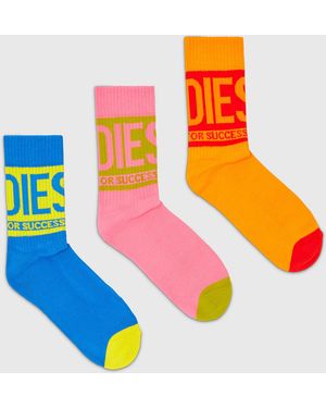 DIESEL Socken Im Dreierpack Aus Baumwolle Mit Logo-Detail - Orange