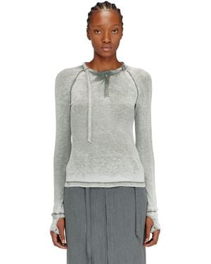 DIESEL Rib-Jersey Top With Biker Neck Strap - Grey