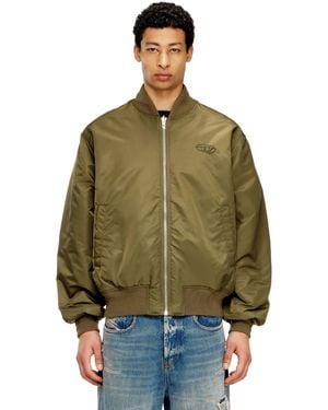 DIESEL Padded Bomber Jacket With Oval D Embroidery - Green