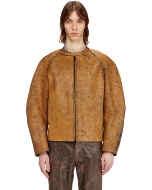 DIESEL Cocoon-Sleeve Biker Jacket - Brown
