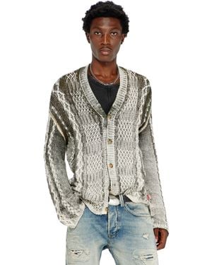 DIESEL Treated Cable-Knit Cardigan - Multicolour